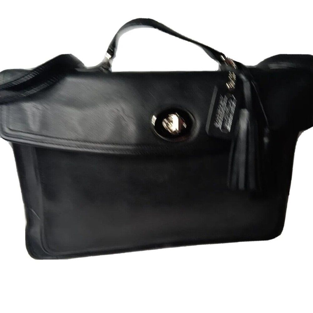 Coach Black Leather Slim Briefcase Small Shoulder Bag A1369-23703
